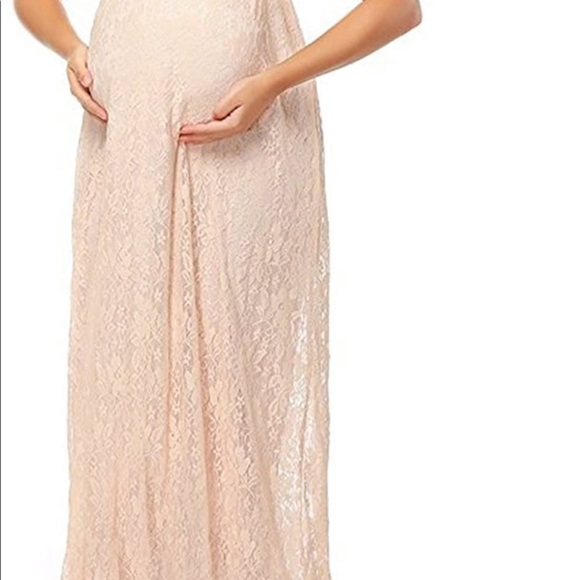 Gorgeous Blush Pink Lace Flow-y Maternity Dress - Picture 2 of 14